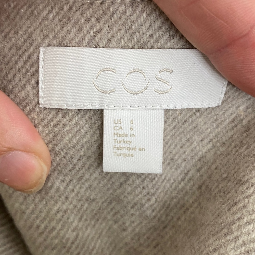 COS  Wool Cashmere Wrap Mini Skirt Neutral Taupe Gray size 6 - Picture 8 of 8